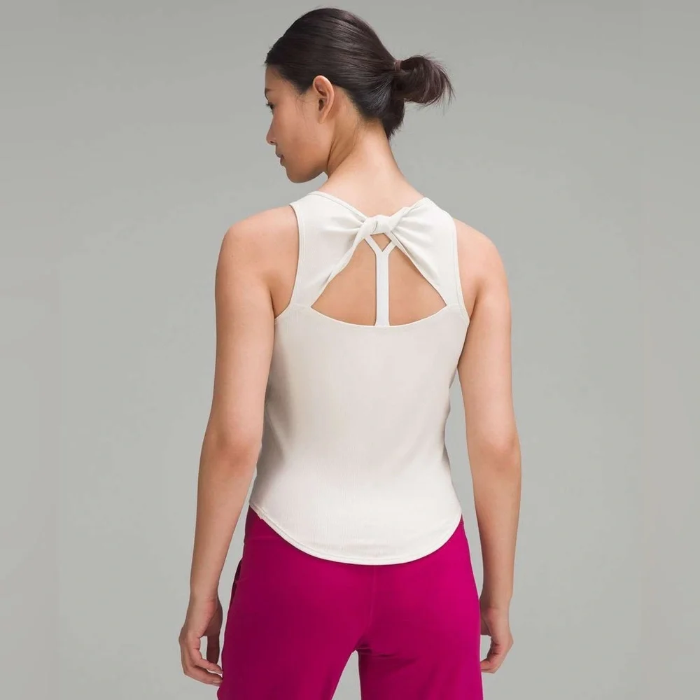 Lululemon Modal Silk Twist-Back Yoga Tank Top Bone